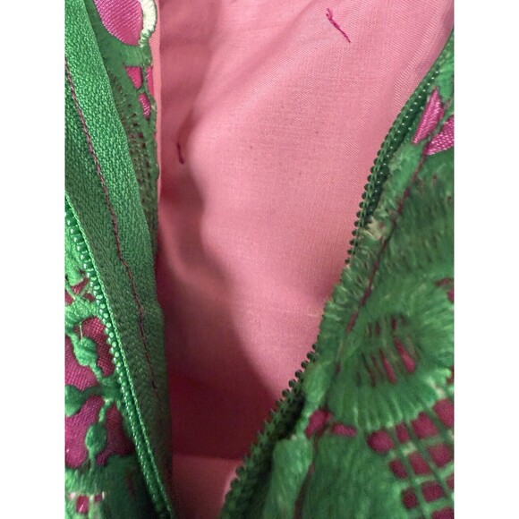 Handmade macramé floral bright green satin lace midi dress S whimsical fairy - Picture 8 of 13